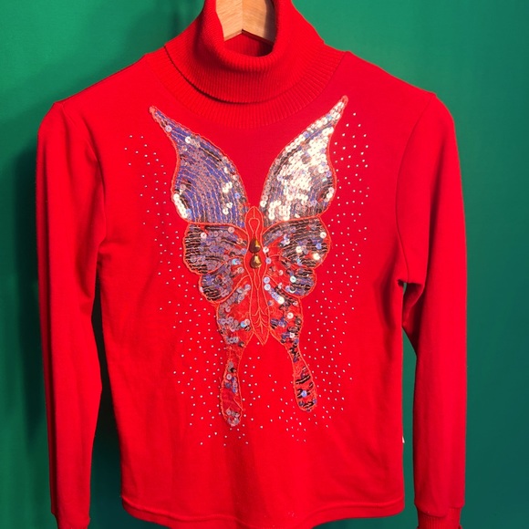 Size15 Kasaruva Sparkling Ornament on Front Turtleneck 35% Linen 65% Cotton - Picture 1 of 6
